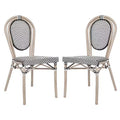 Flash Furniture Confezione da 2 Sedie Impilabili da Bistrò Thonet Commerciali per Interni/Esterni Marseille, Struttura in Alluminio con Stampa Textilene e Bambù