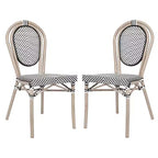 Flash Furniture Confezione da 2 Sedie Impilabili da Bistrò Thonet Commerciali per Interni/Esterni Marseille, Struttura in Alluminio con Stampa Textilene e Bambù