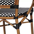 Flash Furniture Confezione da 2 Sedie Bistrò Impilabili Commerciali da Interno/Esterno Bordeaux con Braccioli, Rattan PE e Telaio in Alluminio con Stampa Effetto Bambù