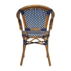 Flash Furniture Confezione da 2 Sedie Bistrò Impilabili Commerciali da Interno/Esterno Bordeaux con Braccioli, Rattan PE e Telaio in Alluminio con Stampa Effetto Bambù