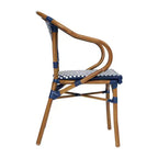 Flash Furniture Confezione da 2 Sedie Bistrò Impilabili Commerciali da Interno/Esterno Bordeaux con Braccioli, Rattan PE e Telaio in Alluminio con Stampa Effetto Bambù