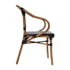 Flash Furniture Confezione da 2 Sedie Bistrò Impilabili Commerciali da Interno/Esterno Bordeaux con Braccioli, Rattan PE e Telaio in Alluminio con Stampa Effetto Bambù