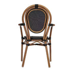 Flash Furniture Set da 4 Sedie Impilabili con Braccioli per Ristorante, da Interno/Esterno, Modello Marseille Thonet, con Telaio in Alluminio con Stampa Effetto Bambù e Textilene