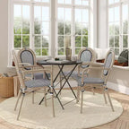 Flash Furniture Set da 4 Sedie Impilabili con Braccioli per Ristorante, da Interno/Esterno, Modello Marseille Thonet, con Telaio in Alluminio con Stampa Effetto Bambù e Textilene