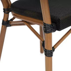 Flash Furniture Set da 4 Sedie Impilabili con Braccioli per Ristorante, da Interno/Esterno, Modello Marseille Thonet, con Telaio in Alluminio con Stampa Effetto Bambù e Textilene