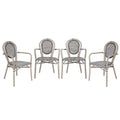 Flash Furniture Set da 4 Sedie Impilabili con Braccioli per Ristorante, da Interno/Esterno, Modello Marseille Thonet, con Telaio in Alluminio con Stampa Effetto Bambù e Textilene
