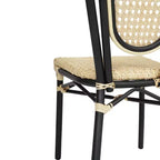 Flash Furniture Cannes Sedia impilabile da bistrò Thonet commerciale per interni/esterni, in rattan di canna PE e telaio in alluminio