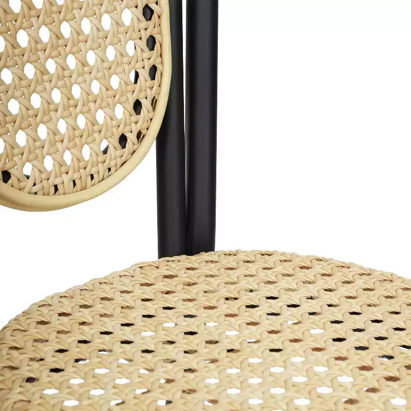 Flash Furniture Cannes Sedia impilabile da bistrò Thonet commerciale per interni/esterni, in rattan di canna PE e telaio in alluminio