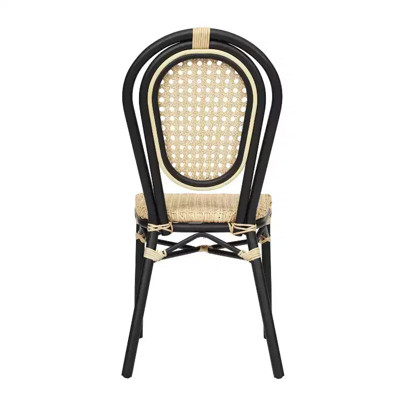 Flash Furniture Cannes Sedia impilabile da bistrò Thonet commerciale per interni/esterni, in rattan di canna PE e telaio in alluminio