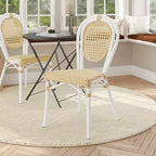 Flash Furniture Cannes Sedia impilabile da bistrò Thonet commerciale per interni/esterni, in rattan di canna PE e telaio in alluminio