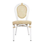 Flash Furniture Cannes Sedia impilabile da bistrò Thonet commerciale per interni/esterni, in rattan di canna PE e telaio in alluminio