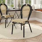 Flash Furniture Cannes Sedia impilabile da bistrò Thonet commerciale per interni/esterni, in rattan di canna PE e telaio in alluminio