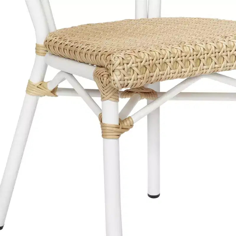 Flash Furniture Cannes Sedia impilabile da bistrò Thonet commerciale per interni/esterni, in rattan di canna PE e telaio in alluminio