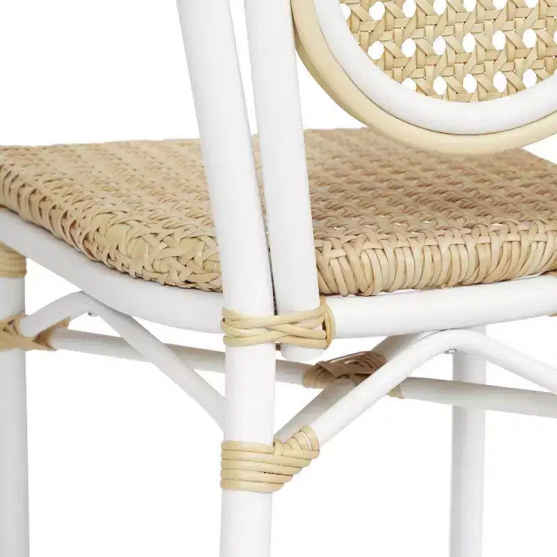 Flash Furniture Cannes Sedia impilabile da bistrò Thonet commerciale per interni/esterni, in rattan di canna PE e telaio in alluminio
