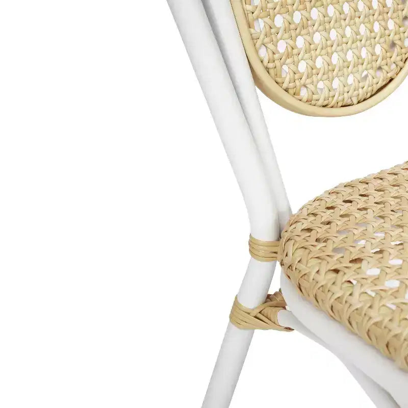 Flash Furniture Cannes Sedia impilabile da bistrò Thonet commerciale per interni/esterni, in rattan di canna PE e telaio in alluminio