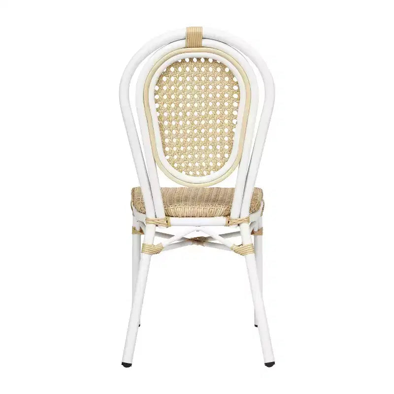 Flash Furniture Cannes Sedia impilabile da bistrò Thonet commerciale per interni/esterni, in rattan di canna PE e telaio in alluminio