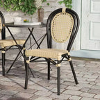 Flash Furniture Cannes Sedia impilabile da bistrò Thonet commerciale per interni/esterni, in rattan di canna PE e telaio in alluminio
