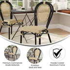 Flash Furniture Cannes Sedia impilabile da bistrò Thonet commerciale per interni/esterni, in rattan di canna PE e telaio in alluminio