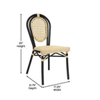 Flash Furniture Cannes Sedia impilabile da bistrò Thonet commerciale per interni/esterni, in rattan di canna PE e telaio in alluminio