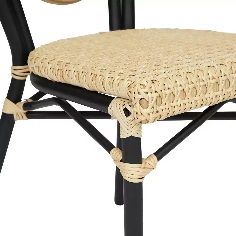 Flash Furniture Cannes Sedia impilabile da bistrò Thonet commerciale per interni/esterni, in rattan di canna PE e telaio in alluminio