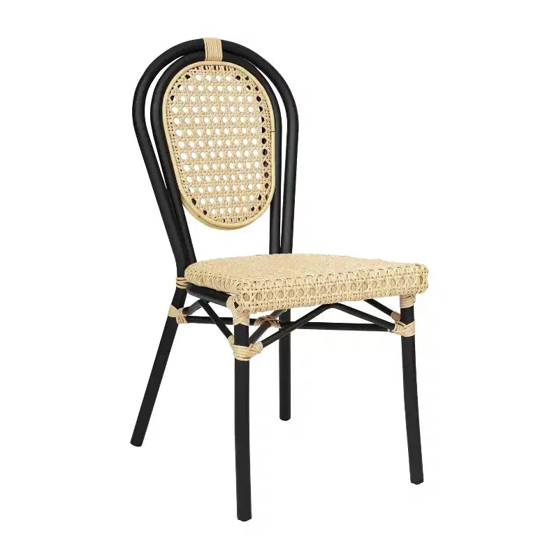 Flash Furniture Cannes Sedia impilabile da bistrò Thonet commerciale per interni/esterni, in rattan di canna PE e telaio in alluminio