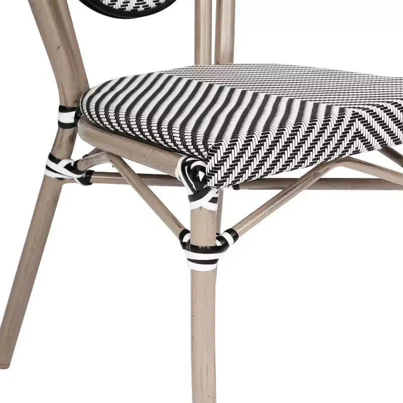 Flash Furniture Marseille Sedia Impilabile da Bistrò Commerciale per Interni/Esterni in Stile Thonet, Telaio in Alluminio con Tessuto Textilene e Stampa Bambù