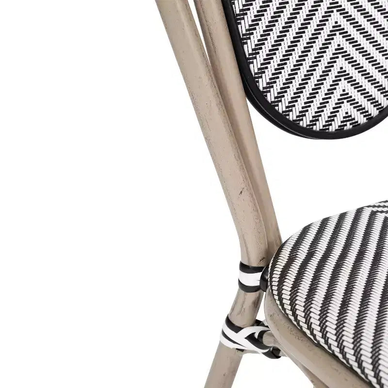 Flash Furniture Marseille Sedia Impilabile da Bistrò Commerciale per Interni/Esterni in Stile Thonet, Telaio in Alluminio con Tessuto Textilene e Stampa Bambù