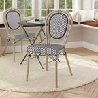 Flash Furniture Marseille Sedia Impilabile da Bistrò Commerciale per Interni/Esterni in Stile Thonet, Telaio in Alluminio con Tessuto Textilene e Stampa Bambù