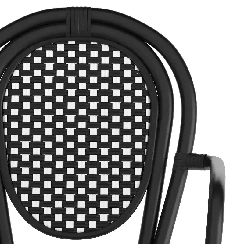 Flash Furniture Lourdes Chaise empilable de bistrot Thonet commerciale intérieure/extérieure avec accoudoirs, rotin PE et cadre en aluminium