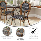 Flash Furniture Lourdes Chaise empilable de bistrot Thonet commerciale intérieure/extérieure avec accoudoirs, rotin PE et cadre en aluminium