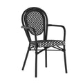 Flash Furniture Lourdes Chaise empilable de bistrot Thonet commerciale intérieure/extérieure avec accoudoirs, rotin PE et cadre en aluminium