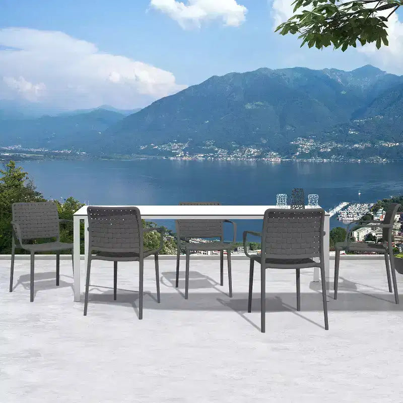 WRGHOME Bari Sedie da Pranzo Impilabili in Resina di Plastica Moderne per Esterni/Interni (Set da 2)