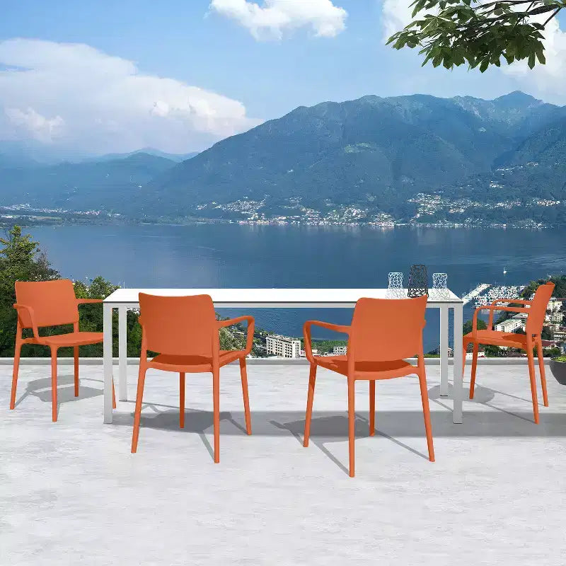 WRGHOME Giardino Sedie impilabili in resina plastica moderne per patio, da esterno/interno (set da 2)