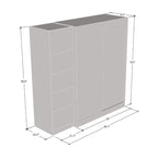 Armadio a 2 ante con specchio, frontale in vetro, 2 persone (grigio/nero/bianco)