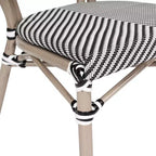 Emma & Oliver Massalia, set da quattro sedie impilabili per interni/esterni in stile bistrot Thonet con seduta in textilene e struttura in metallo con finitura bambù