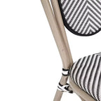 Emma & Oliver Massalia, set da quattro sedie impilabili per interni/esterni in stile bistrot Thonet con seduta in textilene e struttura in metallo con finitura bambù