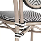 Emma & Oliver Massalia, set da quattro sedie impilabili per interni/esterni in stile bistrot Thonet con seduta in textilene e struttura in metallo con finitura bambù