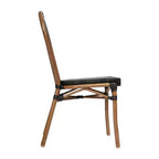 Emma & Oliver Massalia, set da quattro sedie impilabili per interni/esterni in stile bistrot Thonet con seduta in textilene e struttura in metallo con finitura bambù