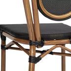 Emma & Oliver Massalia, set da quattro sedie impilabili per interni/esterni in stile bistrot Thonet con seduta in textilene e struttura in metallo con finitura bambù