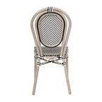 Emma & Oliver Massalia, set da quattro sedie impilabili per interni/esterni in stile bistrot Thonet con seduta in textilene e struttura in metallo con finitura bambù