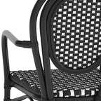 Set di Due Sedie Impilabili con Braccioli Emma & Oliver Colmar Stile Bistrot Thonet da Interno/Esterno, Seduta in Rattan PE e Struttura in Metallo