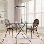 Set di Due Sedie Impilabili con Braccioli Emma & Oliver Colmar Stile Bistrot Thonet da Interno/Esterno, Seduta in Rattan PE e Struttura in Metallo
