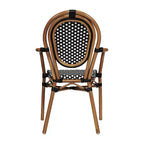 Set di Due Sedie Impilabili con Braccioli Emma & Oliver Colmar Stile Bistrot Thonet da Interno/Esterno, Seduta in Rattan PE e Struttura in Metallo