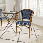 Set di Due Sedie Impilabili con Braccioli Emma & Oliver Colmar Stile Bistrot Thonet da Interno/Esterno, Seduta in Rattan PE e Struttura in Metallo