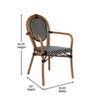 Set di Due Sedie Impilabili con Braccioli Emma & Oliver Colmar Stile Bistrot Thonet da Interno/Esterno, Seduta in Rattan PE e Struttura in Metallo