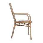 Set di Due Sedie Impilabili con Braccioli Emma & Oliver Colmar Stile Bistrot Thonet da Interno/Esterno, Seduta in Rattan PE e Struttura in Metallo