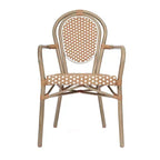 Set di Due Sedie Impilabili con Braccioli Emma & Oliver Colmar Stile Bistrot Thonet da Interno/Esterno, Seduta in Rattan PE e Struttura in Metallo