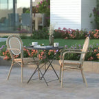 Set di Due Sedie Impilabili con Braccioli Emma & Oliver Colmar Stile Bistrot Thonet da Interno/Esterno, Seduta in Rattan PE e Struttura in Metallo