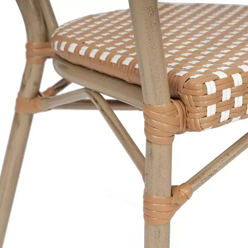 Set di Due Sedie Impilabili con Braccioli Emma & Oliver Colmar Stile Bistrot Thonet da Interno/Esterno, Seduta in Rattan PE e Struttura in Metallo
