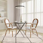 Set di Due Sedie Impilabili con Braccioli Emma & Oliver Colmar Stile Bistrot Thonet da Interno/Esterno, Seduta in Rattan PE e Struttura in Metallo